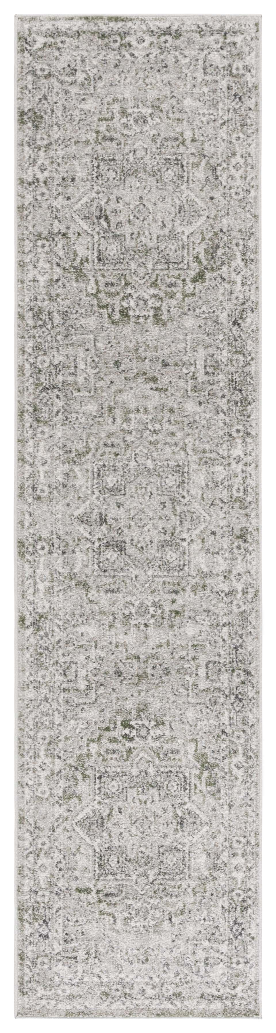 SAFAVIEH Vintage Tabriz Abagail Medallion Runner Rug, Gray/Green, 2' x 8'