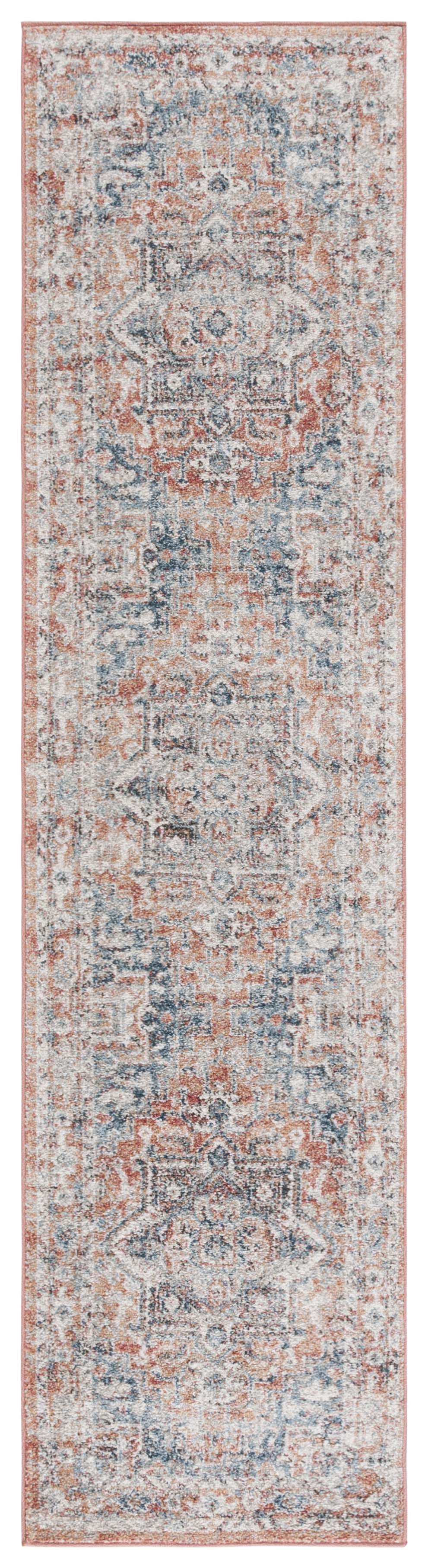 SAFAVIEH Vintage Tabriz Abagail Medallion Runner Rug, Rust/Blue, 2' x 8'