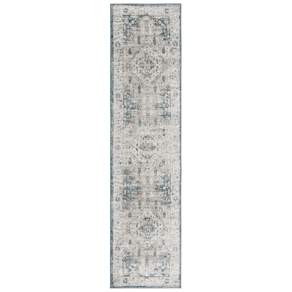 SAFAVIEH Vintage Tabriz Kandy Medallion Runner Rug, Gray/Blue, 2' x 8'