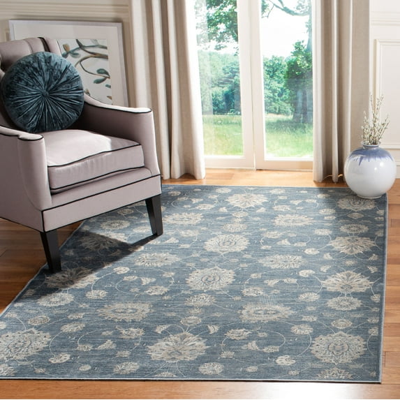 SAFAVIEH Vintage Thornton Distressed Floral Area Rug, Blue/Beige, 3'3" x 4'7"