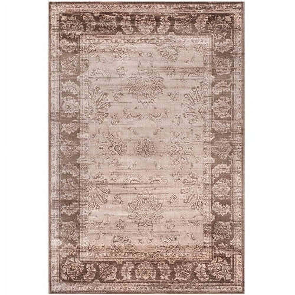 Beige and Light Brown Rectangular Viscose Area Rug, 8' x 11'