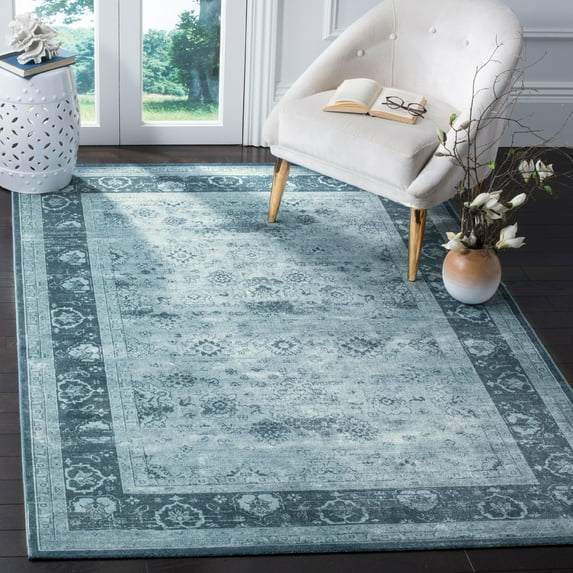 SAFAVIEH Vintage Tryik Traditional Area Rug, Light Blue/Dark Blue, 4' x 5'7"