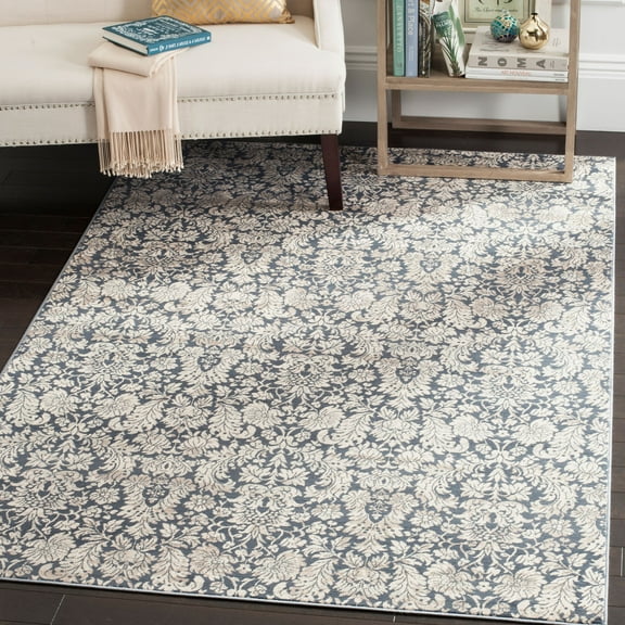 SAFAVIEH Vintage Wilford Damask Area Rug, Navy/Cream, 5'1" x 7'7"