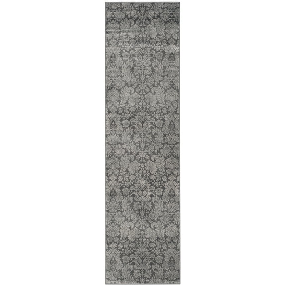 SAFAVIEH Vintage Wilford Damask Runner Rug, Dark Grey/Light Grey, 2'2" x 8'