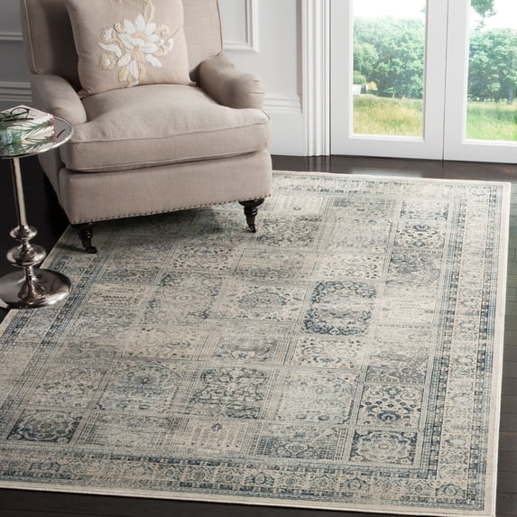 SAFAVIEH Vintage Zen Traditional Area Rug, Stone/Blue, 5'3" x 7'6"