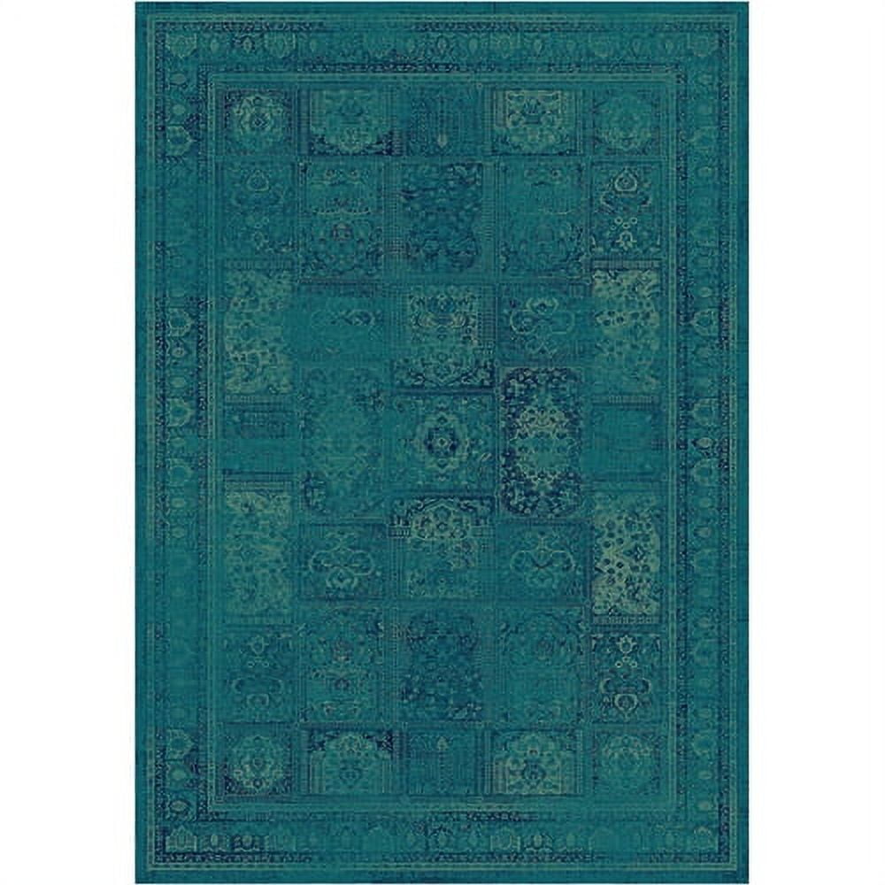 Turquoise and Multi Rectangular Viscose Area Rug, 6'7" x 9'2"