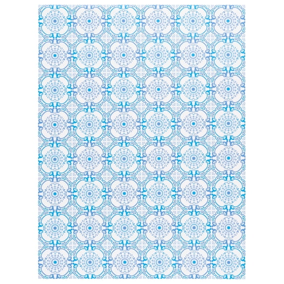 SAFAVIEH Vinyl Floor Evette Medallion Area Rug, Blue/Ivory, 6'7" x 9'1"