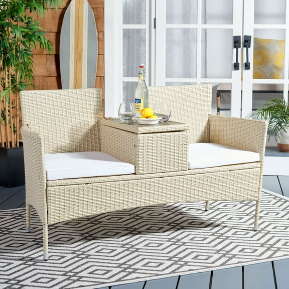 SAFAVIEH Viora Outdoor Patio Loveseat, Beige/White
