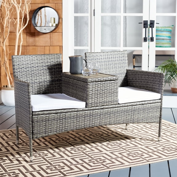 SAFAVIEH Viora Outdoor Patio Loveseat, Grey Brown/White