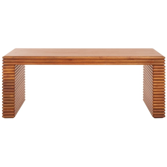 SAFAVIEH Virginie Contemporary Bayur Wood & Wood Veneer Coffee Table, Natural