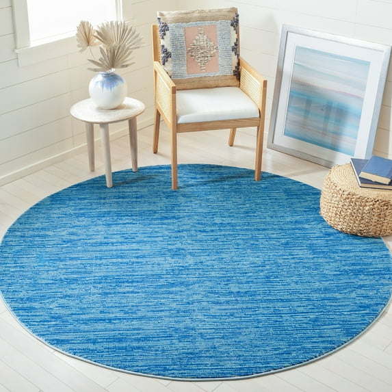 SAFAVIEH Vision Adrasteia Distressed Area Rug, Blue, 5' x 5' Round - Modern Design, Blue, Non-Shedding & Easy Cleaning, Ideal for Living Room, Bedroom, Dining Space