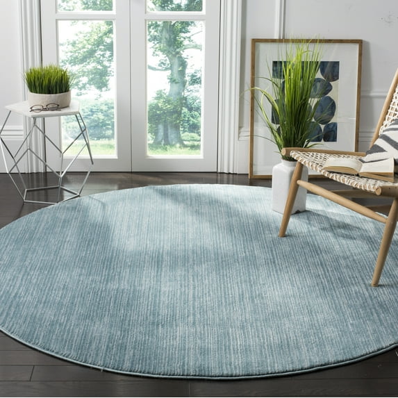 SAFAVIEH Vision Adrasteia Overdyed Solid Area Rug, 11' x 11' Round, Aqua - Large - Modern Design, Aqua, Non-Shedding & Easy Cleaning, Ideal for Living Room, Bedroom, Dining Space