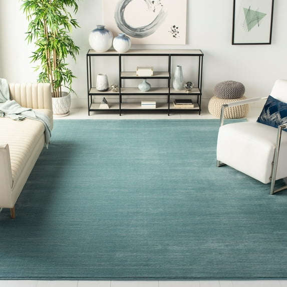 SAFAVIEH Vision Adrasteia Overdyed Solid Area Rug, 11' x 11' Square, Aqua - Large - Modern Design, Aqua, Non-Shedding & Easy Cleaning, Ideal for Living Room, Bedroom, Dining Space
