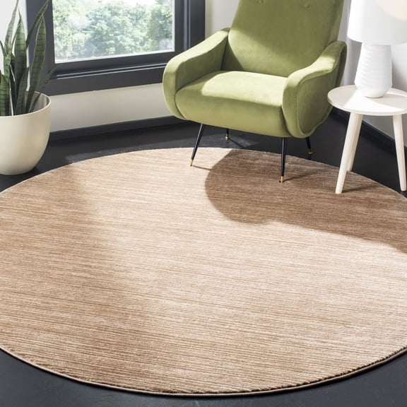 SAFAVIEH Vision Adrasteia Overdyed Solid Area Rug, 5' x 5' Round, Light Brown - Modern Design, Light Brown, Non-Shedding & Easy Cleaning, Ideal for Living Room, Bedroom, Dining Space