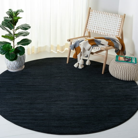 SAFAVIEH Vision Adrasteia Overdyed Solid Area Rug, 6'7" x 6'7" Round, Black - Modern Design, Black, Non-Shedding & Easy Cleaning, Ideal for Living Room, Bedroom, Dining Space