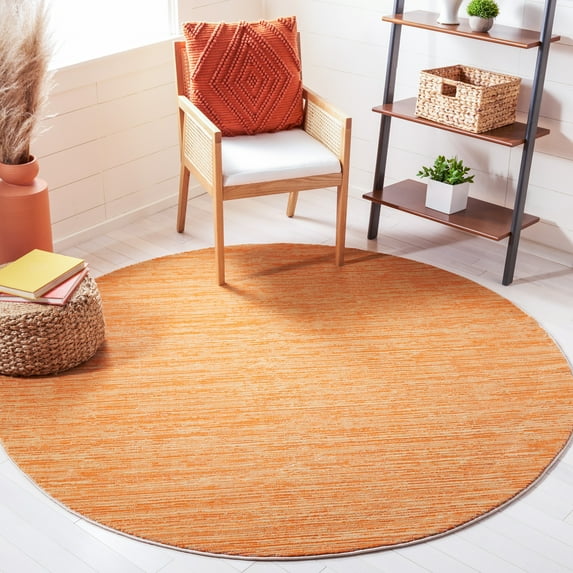 SAFAVIEH Vision Adrasteia Overdyed Solid Area Rug, 6'7" x 6'7" Round, Orange - Modern Design, Orange, Non-Shedding & Easy Cleaning, Ideal for Living Room, Bedroom, Dining Space