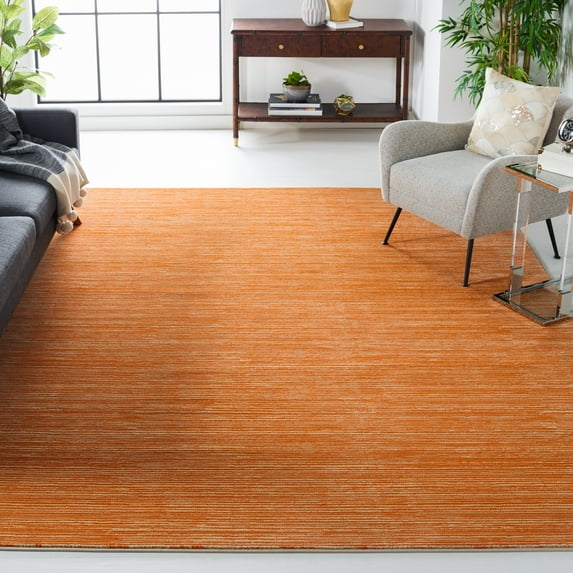 SAFAVIEH Vision Adrasteia Overdyed Solid Area Rug, 6'7" x 6'7" Square, Orange - Modern Design, Orange, Non-Shedding & Easy Cleaning, Ideal for Living Room, Bedroom, Dining Space