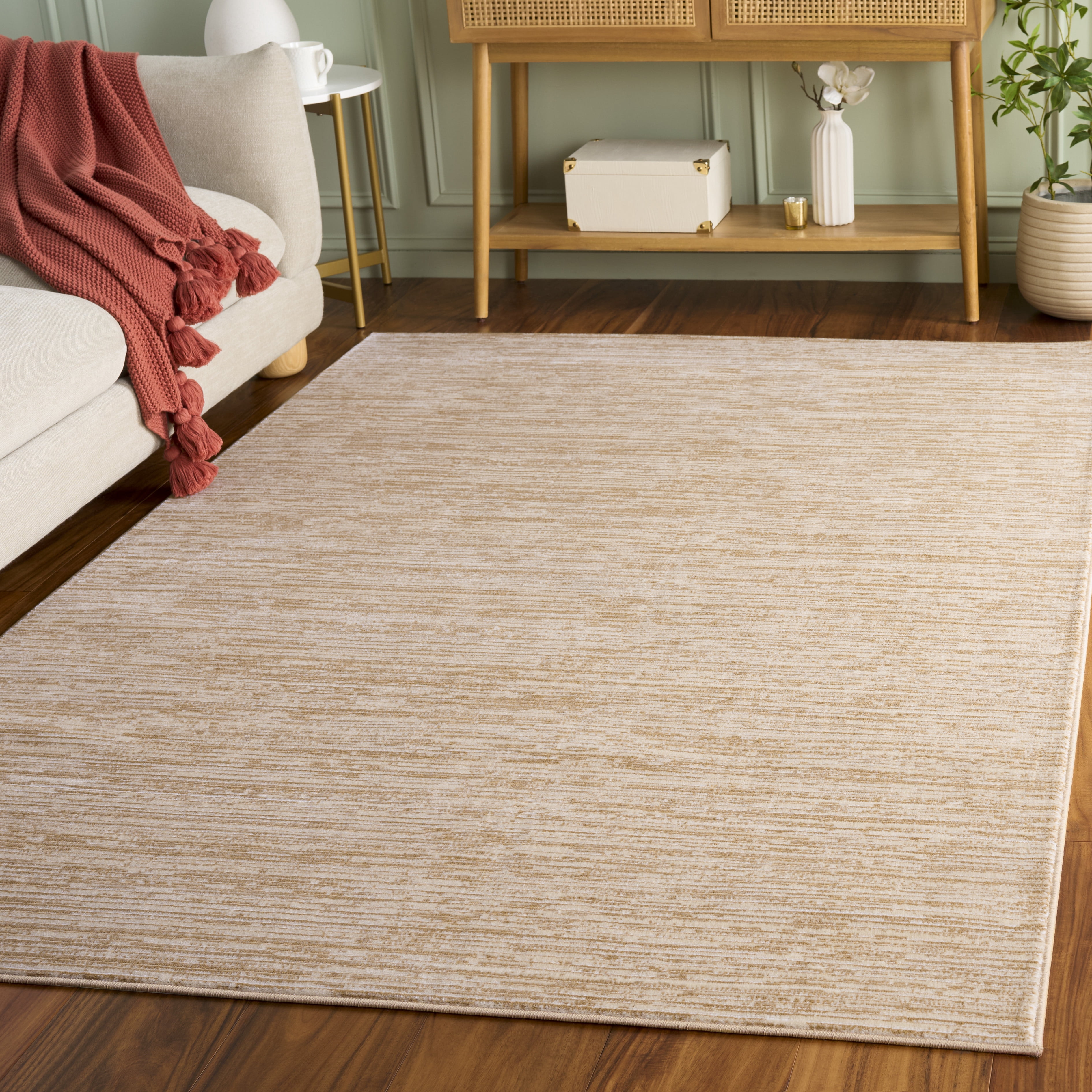 SAFAVIEH Vision Adrasteia Overdyed Solid Area Rug, 6' x 9', Beige - Modern Design, Beige, Non-Shedding & Easy Cleaning, Ideal for Living Room, Bedroom, Dining Space