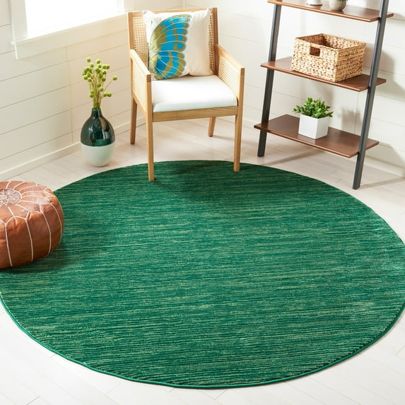 SAFAVIEH Vision Adrasteia Overdyed Solid Area Rug, Dark Green, 8' x 8' Round - Modern Design, Dark Green, Non-Shedding & Easy Cleaning, Ideal for Living Room, Bedroom, Dining Space