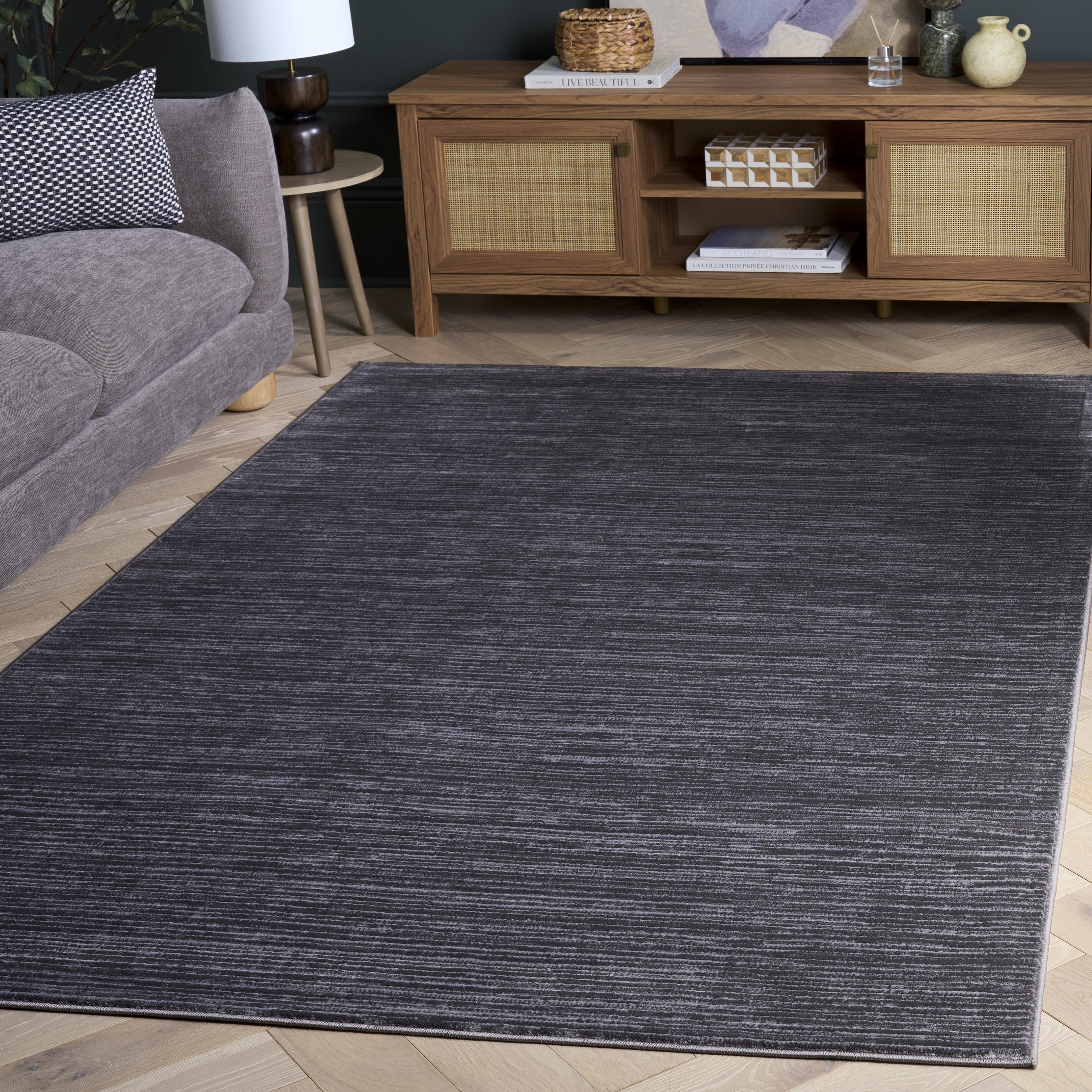 SAFAVIEH Vision Adrasteia Overdyed Solid Area Rug, Grey, 3' x 5' - Modern Design, Grey, Non-Shedding & Easy Cleaning, Ideal for Living Room, Bedroom, Dining Space, Entryway, Bathroom, Bedside