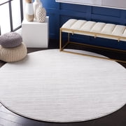 SAFAVIEH Vision Adrasteia Overdyed Solid Area Rug, Ivory Grey, 3' x 3' Round - Modern Design, Ivory Grey & -, Non-Shedding & Easy Cleaning, Ideal for Living Room, Bedroom, Dining Space