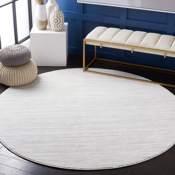 SAFAVIEH Vision Adrasteia Overdyed Solid Area Rug, Ivory Grey, 8' x 8' Round - Modern Design, Ivory Grey & -, Non-Shedding & Easy Cleaning, Ideal for Living Room, Bedroom, Dining Space