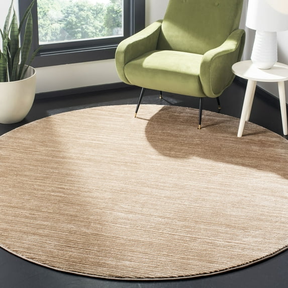 SAFAVIEH Vision Adrasteia Overdyed Solid Area Rug, Light Brown, 6'7" x 6'7" Round - Modern Design, Light Brown, Non-Shedding & Easy Cleaning, Ideal for Living Room, Bedroom, Dining Space
