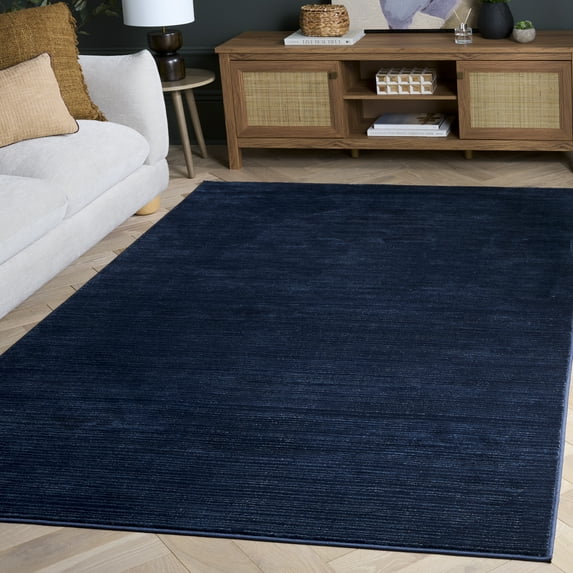 SAFAVIEH Vision Adrasteia Overdyed Solid Area Rug, Navy, 3' x 5' - Modern Design, Navy, Non-Shedding & Easy Cleaning, Ideal for Living Room, Bedroom, Dining Space, Entryway, Bathroom, Bedside