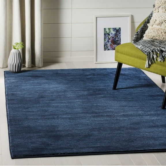 SAFAVIEH Vision Adrasteia Overdyed Solid Area Rug, Navy, 4' x 4' Square - Modern Design, Navy, Non-Shedding & Easy Cleaning, Ideal for Living Room, Bedroom, Dining Space