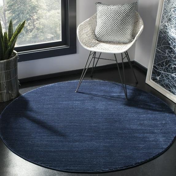 SAFAVIEH Vision Adrasteia Overdyed Solid Area Rug, Navy, 5' x 5' Round - Modern Design, Navy, Non-Shedding & Easy Cleaning, Ideal for Living Room, Bedroom, Dining Space