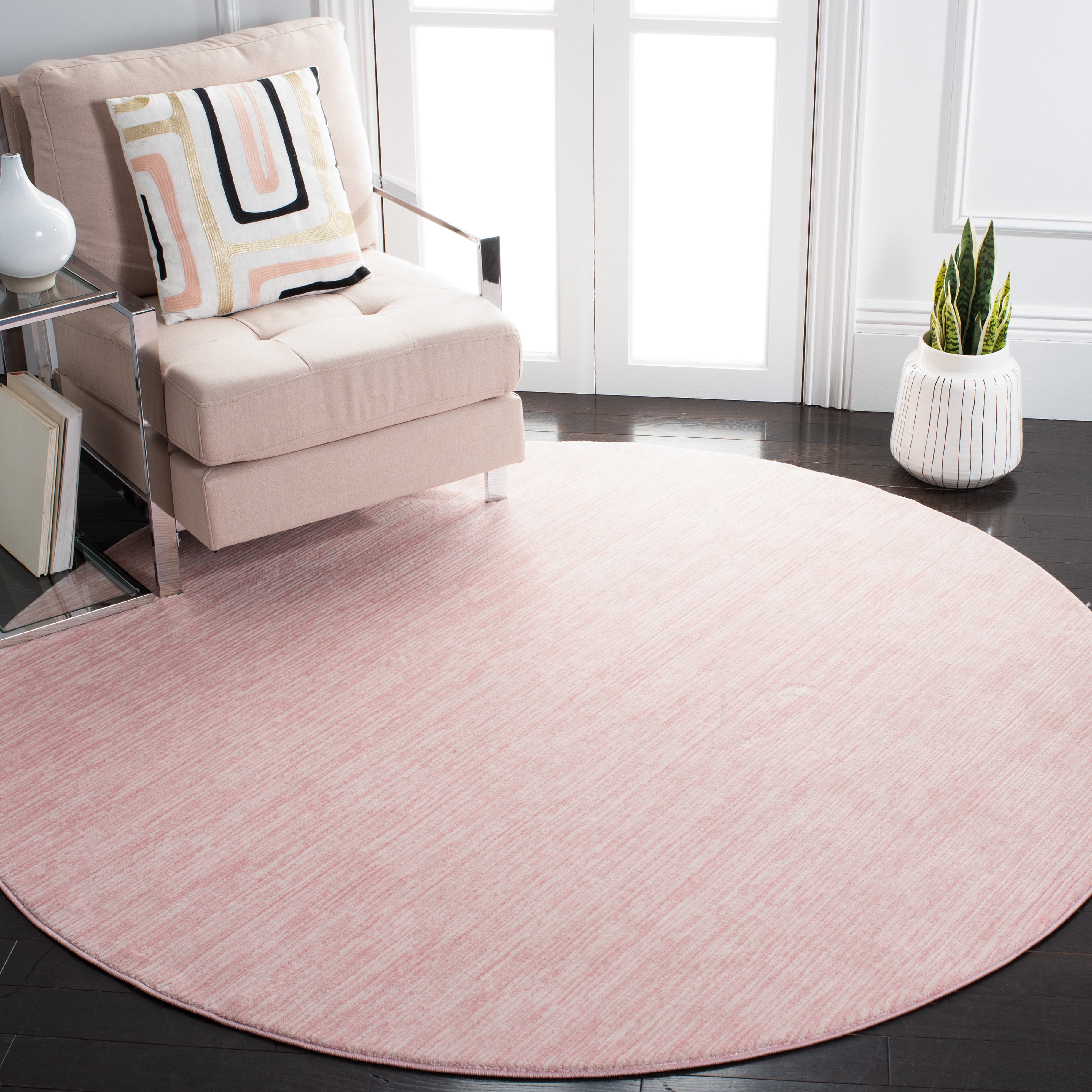 Pink Modern Area Rug SAFAVIEH Vision Adrasteia Overdyed Solid Area Rug, Pink, 5' x 5' Round ...