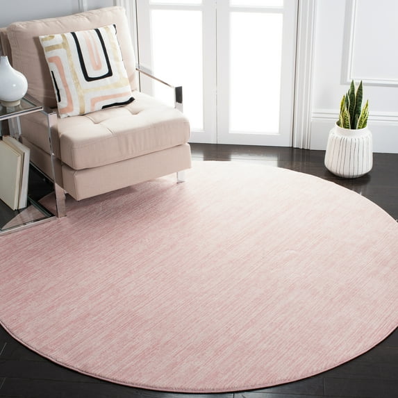 SAFAVIEH Vision Adrasteia Overdyed Solid Area Rug, Pink, 6'7" x 6'7" Round - Modern Design, Pink, Non-Shedding & Easy Cleaning, Ideal for Living Room, Bedroom, Dining Space