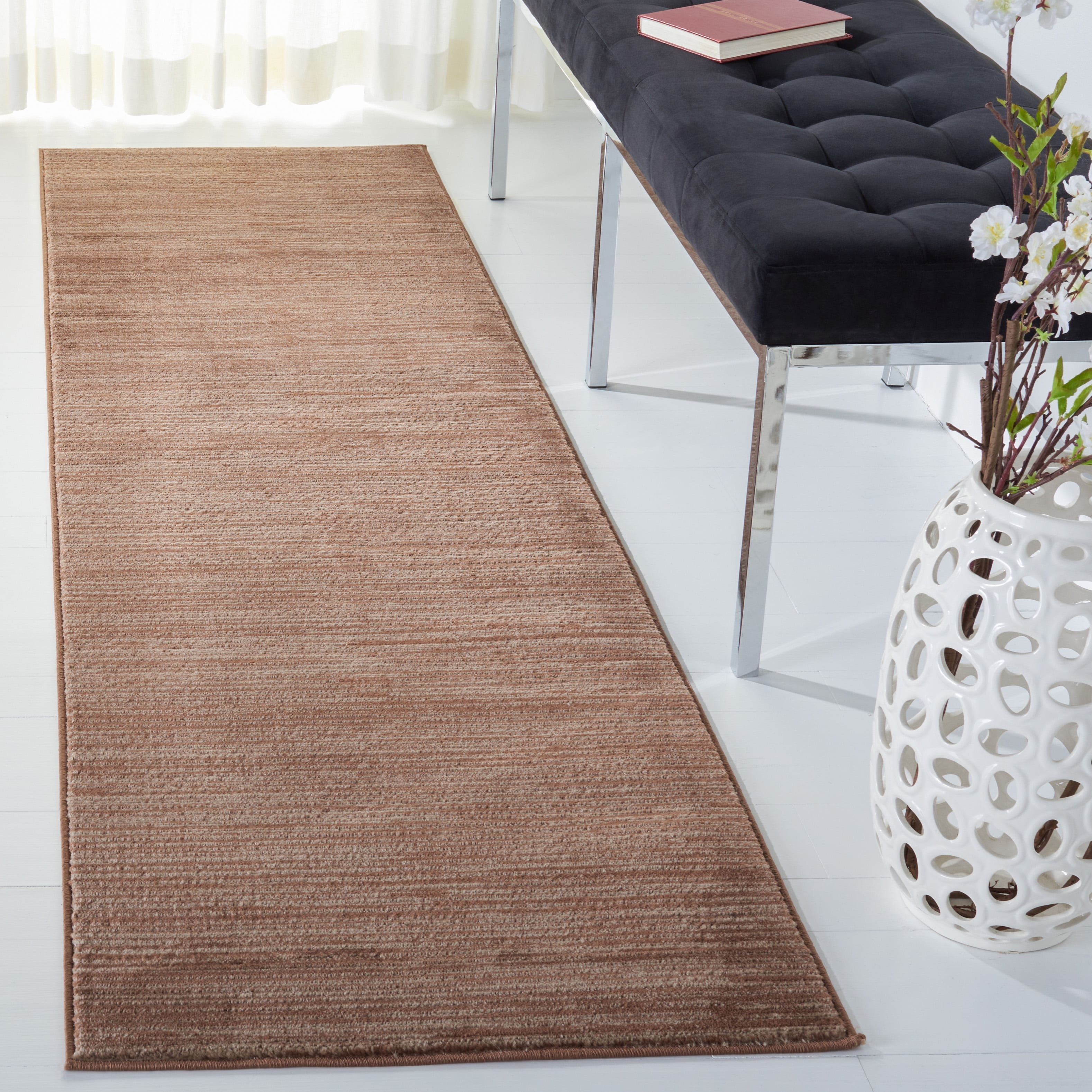SAFAVIEH Vision Adrasteia Overdyed Solid Runner, 2'2" x 16', Brown - Modern Design, Brown, Non-Shedding & Easy Cleaning, Ideal for Living Room, Bedroom, Dining Space, Entryway, Hallway, Kitchen