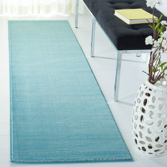 SAFAVIEH Vision Adrasteia Overdyed Solid Runner Rug, Aqua, 2'2" x 18' - Modern Design, Aqua, Non-Shedding & Easy Cleaning, Ideal for Living Room, Bedroom, Dining Space, Entryway, Hallway, Kitchen