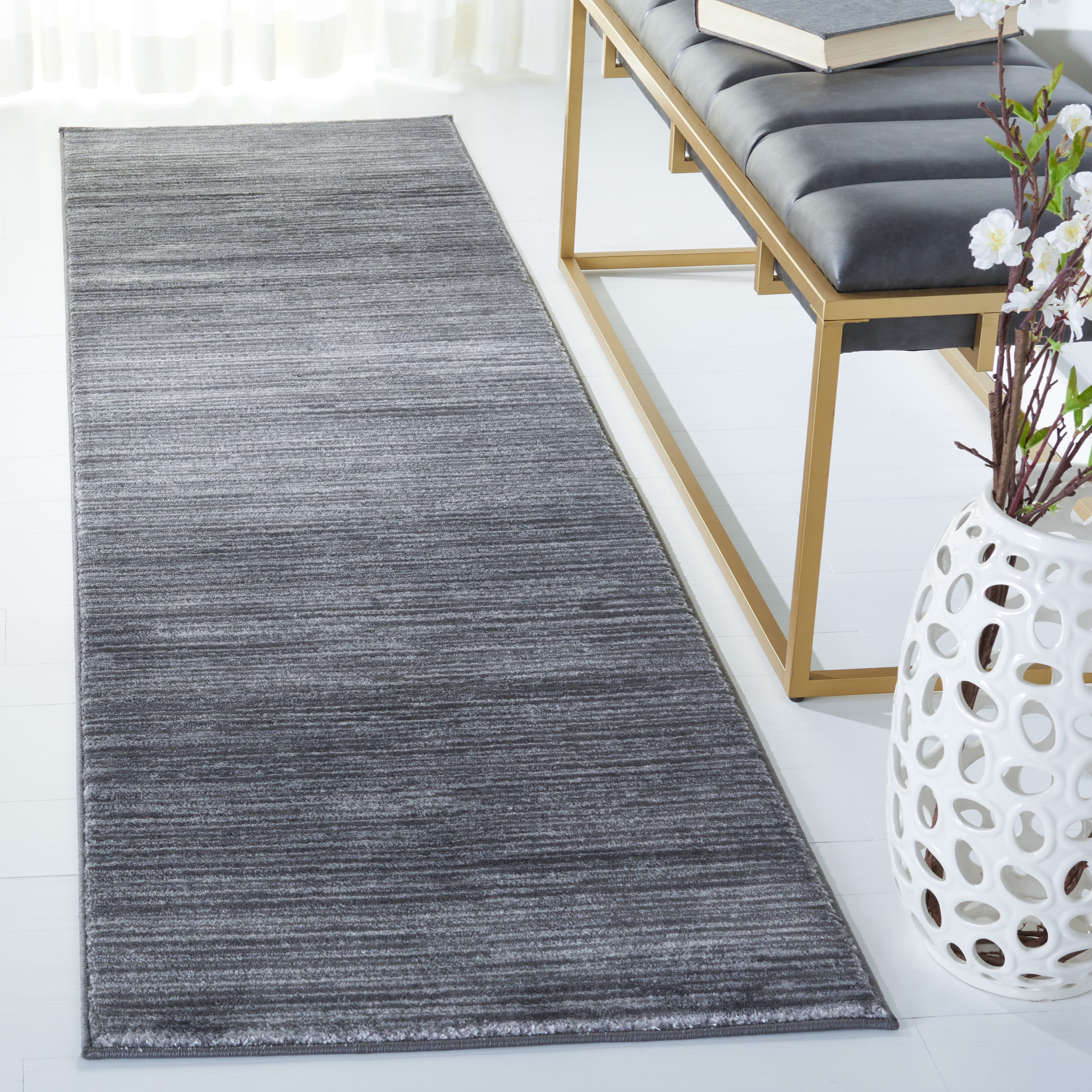 SAFAVIEH Vision Adrasteia Overdyed Solid Runner Rug, Grey, 2'2" x 22' - Modern Design, Grey, Non-Shedding & Easy Cleaning, Ideal for Living Room, Bedroom, Dining Space, Entryway, Hallway, Kitchen