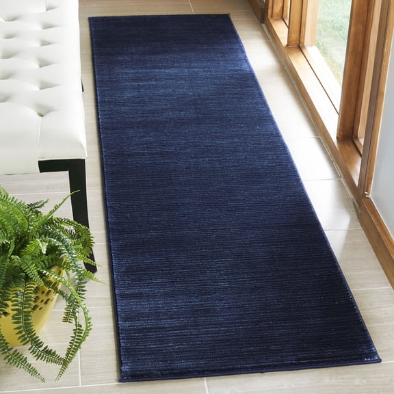 SAFAVIEH Vision Adrasteia Overdyed Solid Runner Rug, Navy, 2'2" x 12' - Modern Design, Navy, Non-Shedding & Easy Cleaning, Ideal for Living Room, Bedroom, Dining Space, Entryway, Hallway, Kitchen