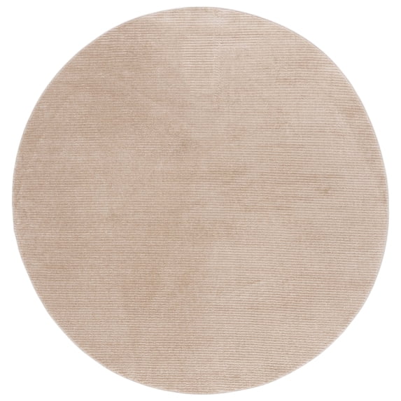 SAFAVIEH Vision Zayden Solid Polyester Area Rug, Beige, 6'7" x 6'7" Round