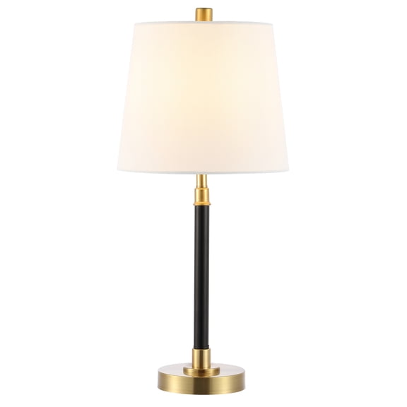 SAFAVIEH Vitale 22 in. Glam Brass Gold Iron Table Lamp with Off-white 100% Cotton Shade