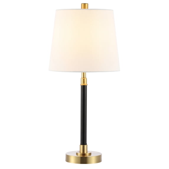 SAFAVIEH Vitale 22 in. Glam Brass Gold Iron Table Lamp with Off-white 100% Cotton Shade