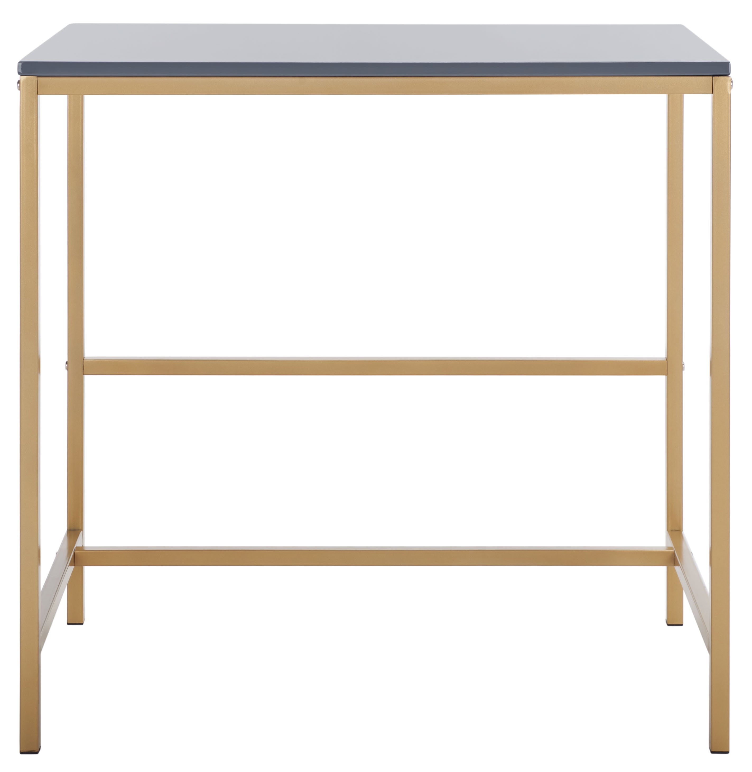 Glossy Light Grey & Gold Scandinavian Wood Writing Desk - 34"