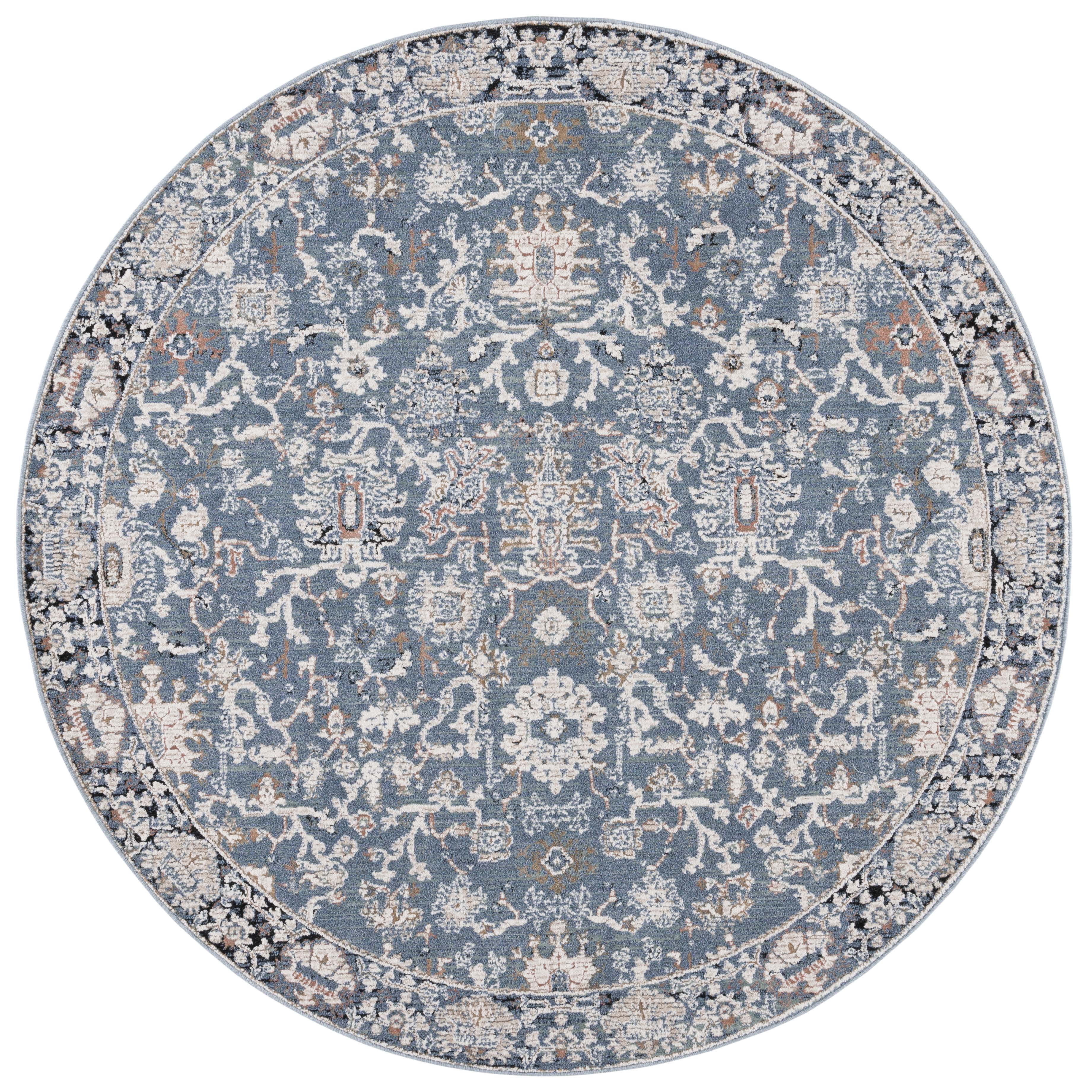 SAFAVIEH Vivaldi Lesleigh Abstract Area Rug, Navy/Ivory, 6'7" x 6'7" Round