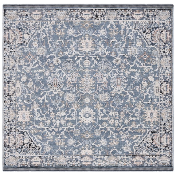SAFAVIEH Vivaldi Lesleigh Abstract Area Rug, Navy/Ivory, 6'7" x 6'7" Square