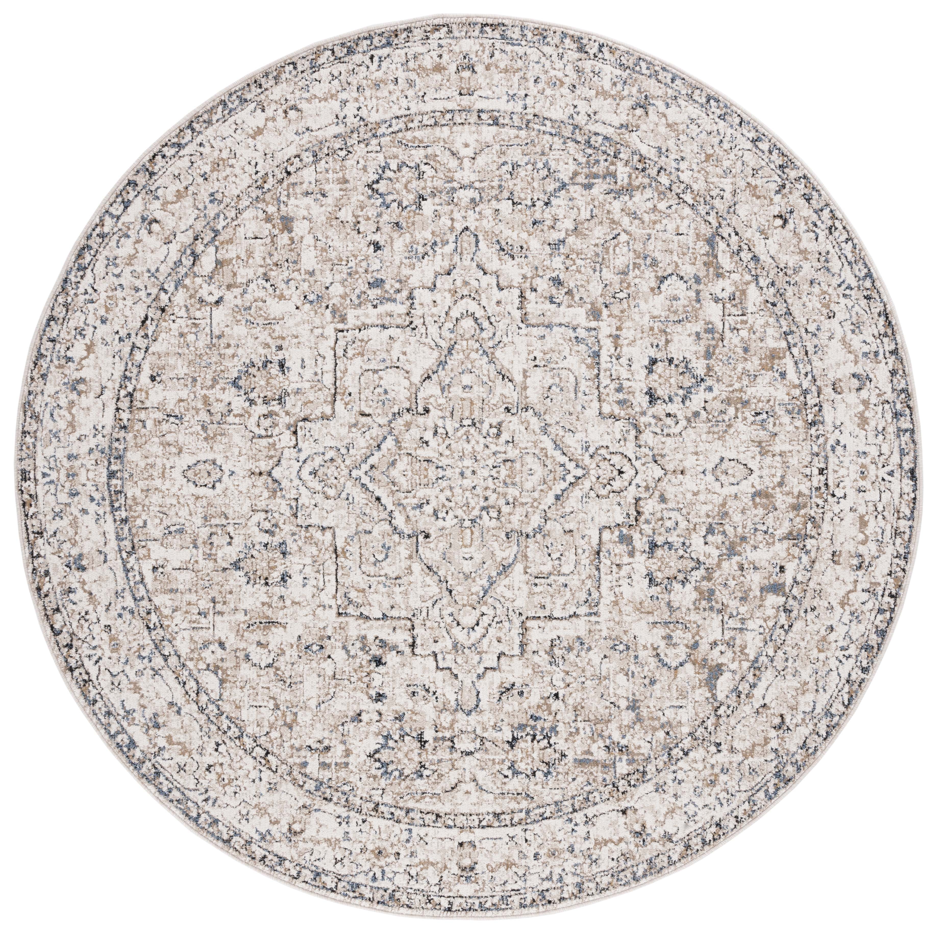 SAFAVIEH Vivaldi Marjory Medallion Area Rug, Ivory/Light Olive, 6'7" x 6'7" Round