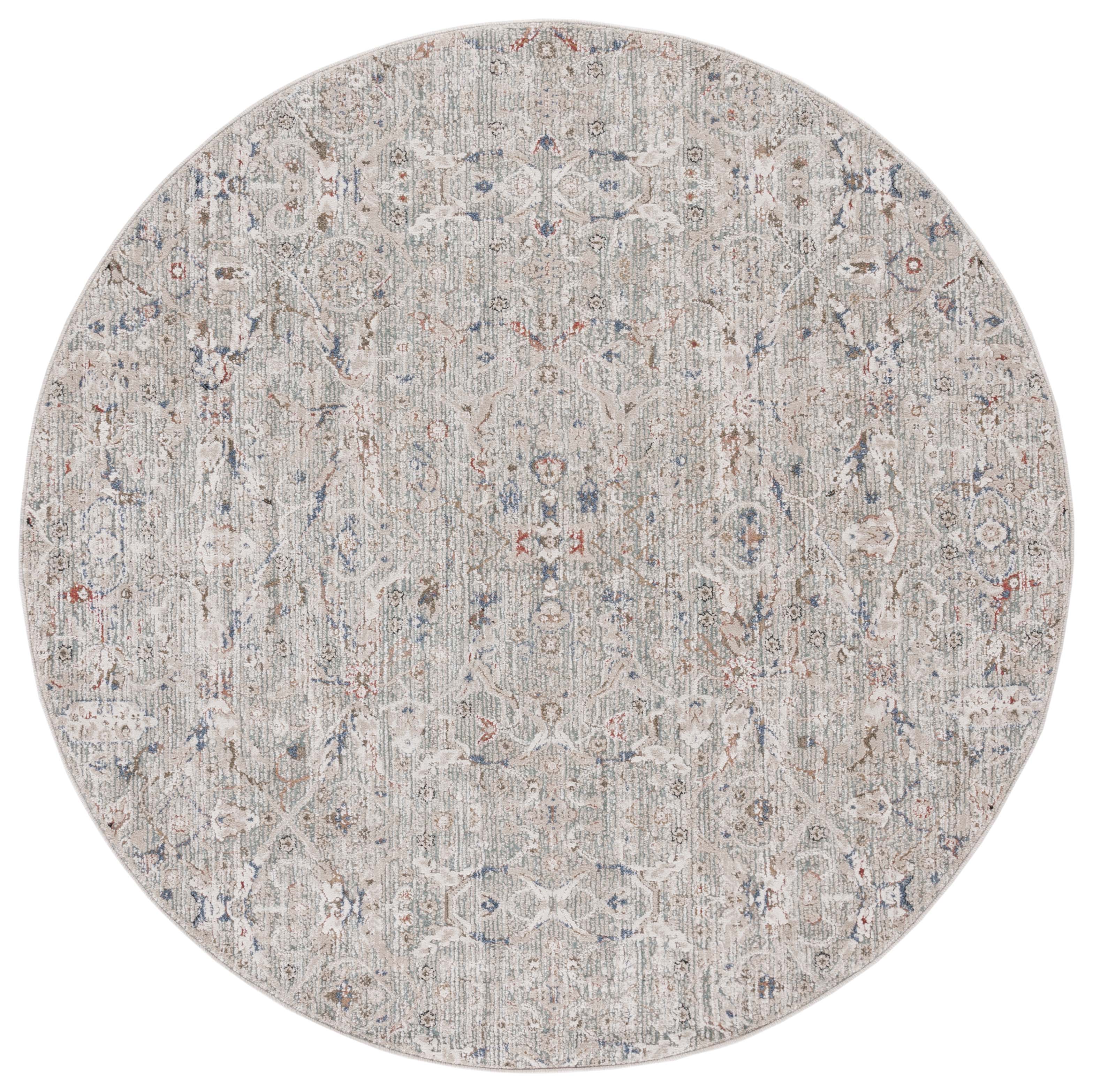 SAFAVIEH Vivaldi Petrina Abstract Area Rug, Ivory/Navy, 6'7" x 6'7" Round