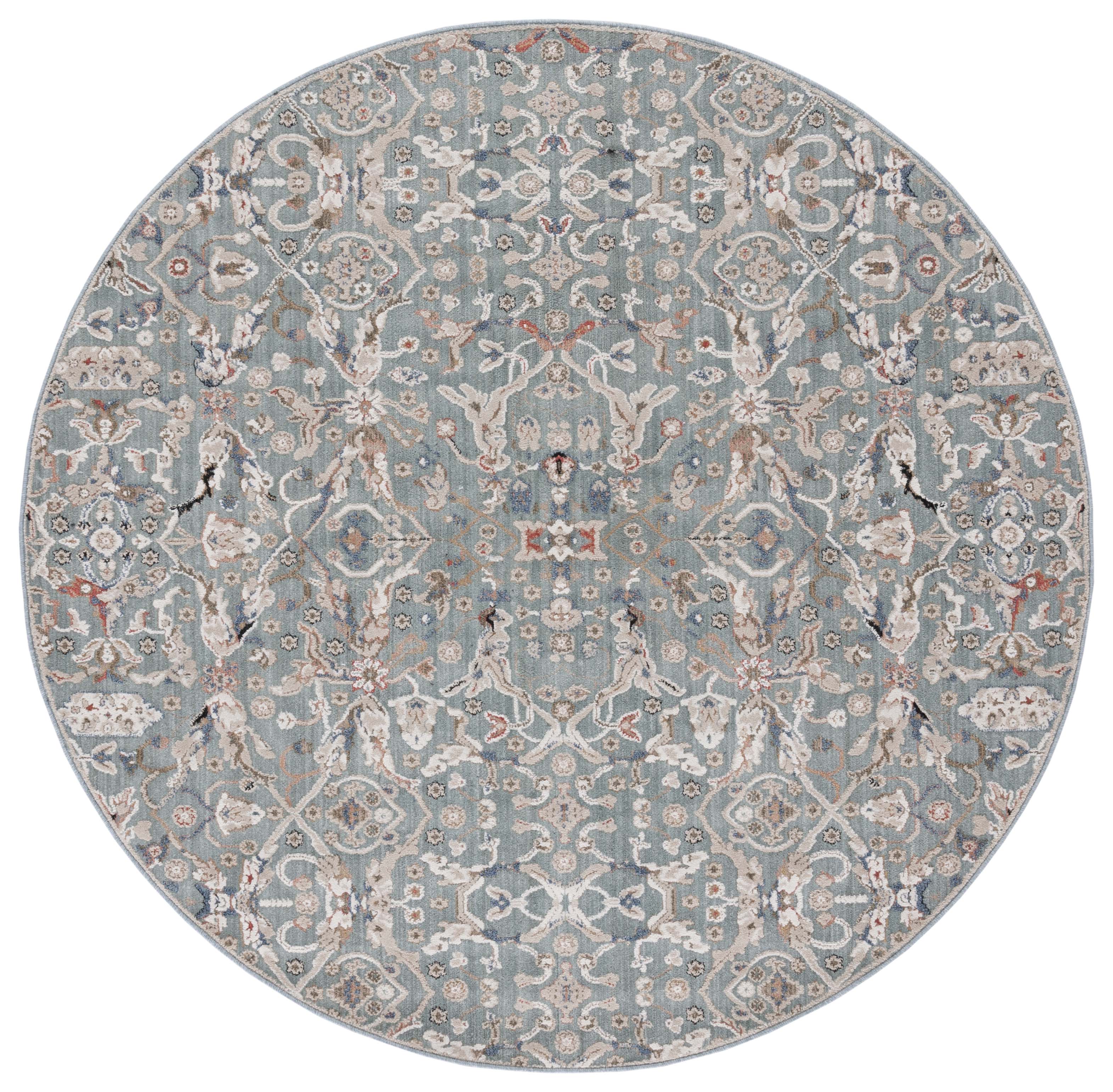 SAFAVIEH Vivaldi Petrina Abstract Area Rug, Navy/Rust, 6'7" x 6'7" Round