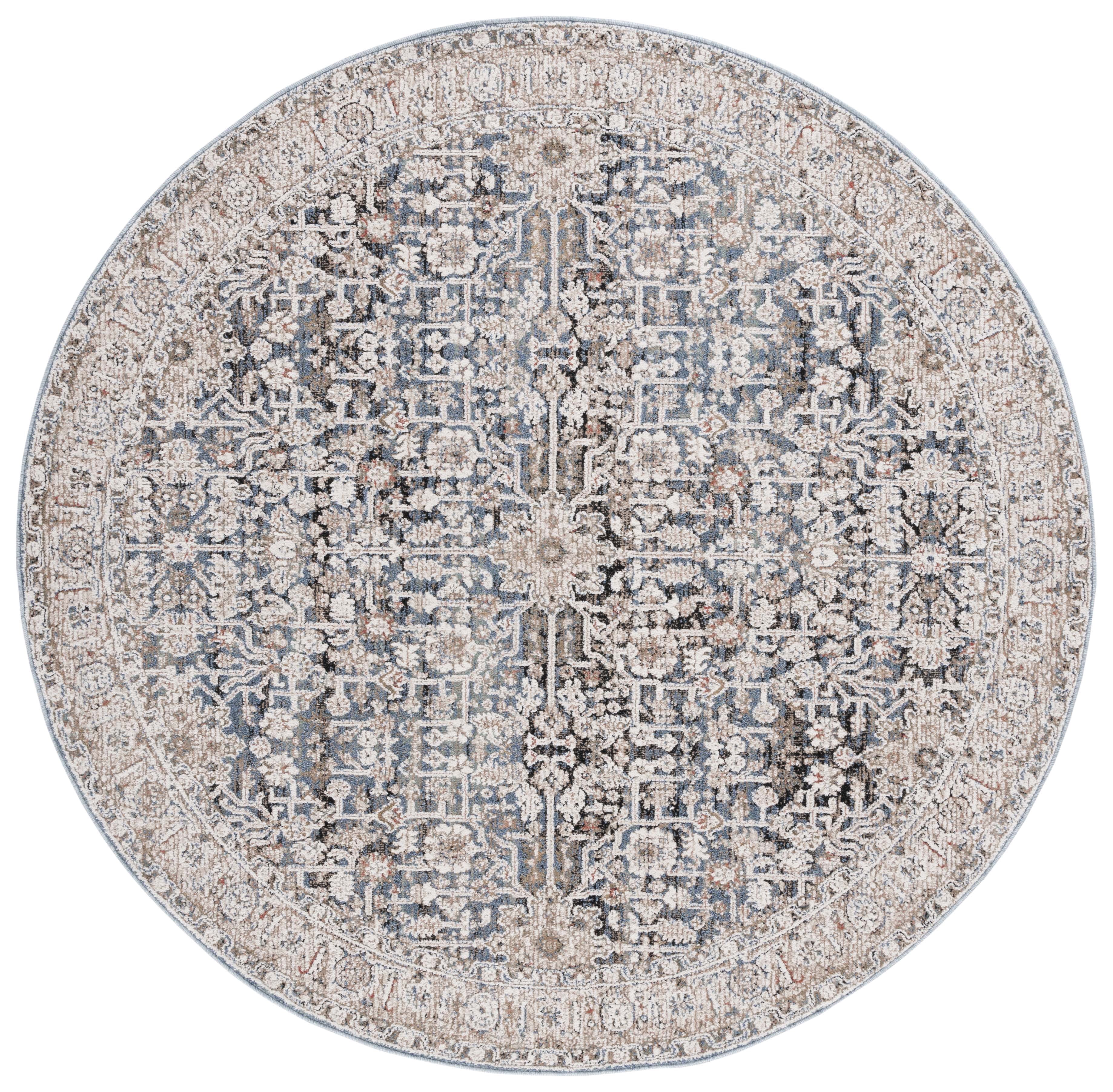 SAFAVIEH Vivaldi Roberta Abstract Area Rug, Blue/Ivory, 6'7" x 6'7" Round