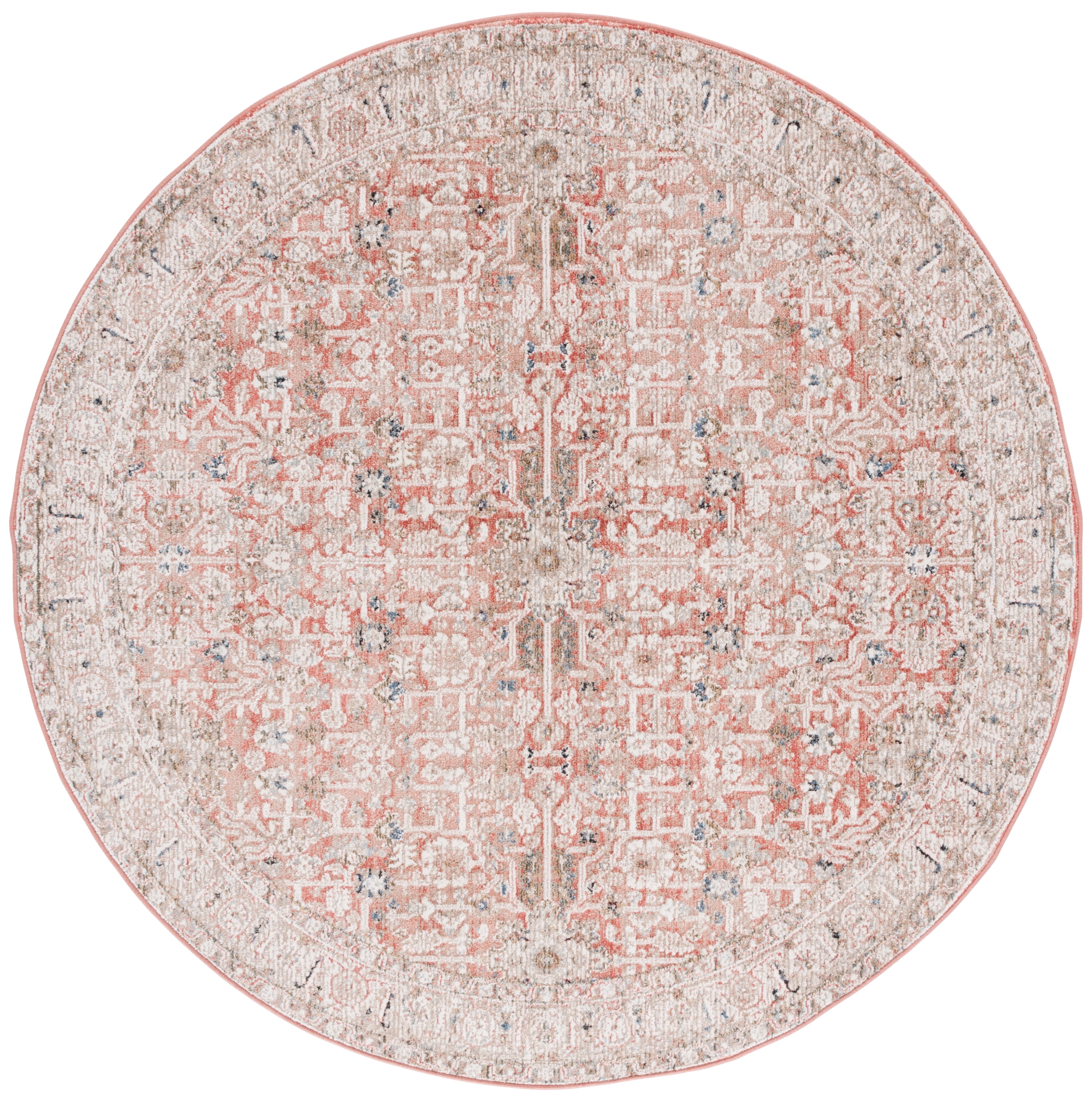 SAFAVIEH Vivaldi Roberta Abstract Area Rug, Rust/Ivory, 6'7" x 6'7" Round