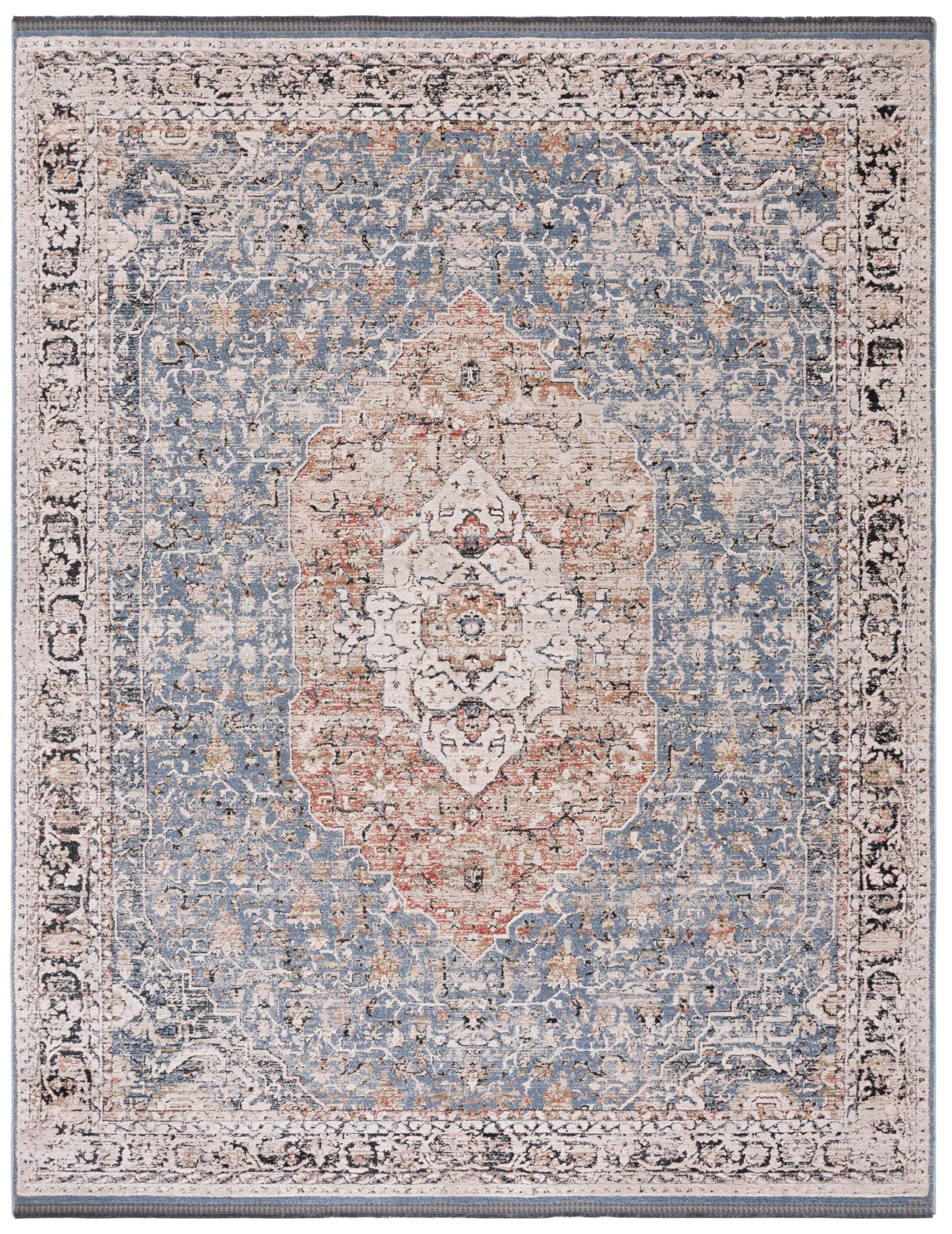 SAFAVIEH Vivaldi Zoolander Medallion Area Rug, Blue/Rust, 8' x 10'