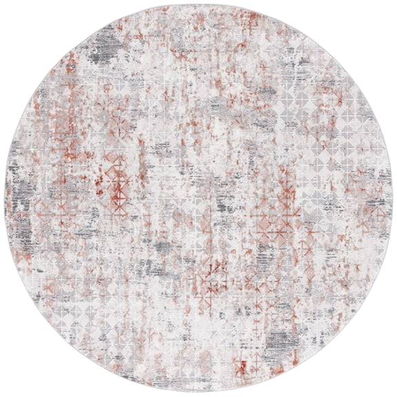 SAFAVIEH Vogue Austin Abstract Area Rug, Rust/Grey, 6'7" x 6'7" Round