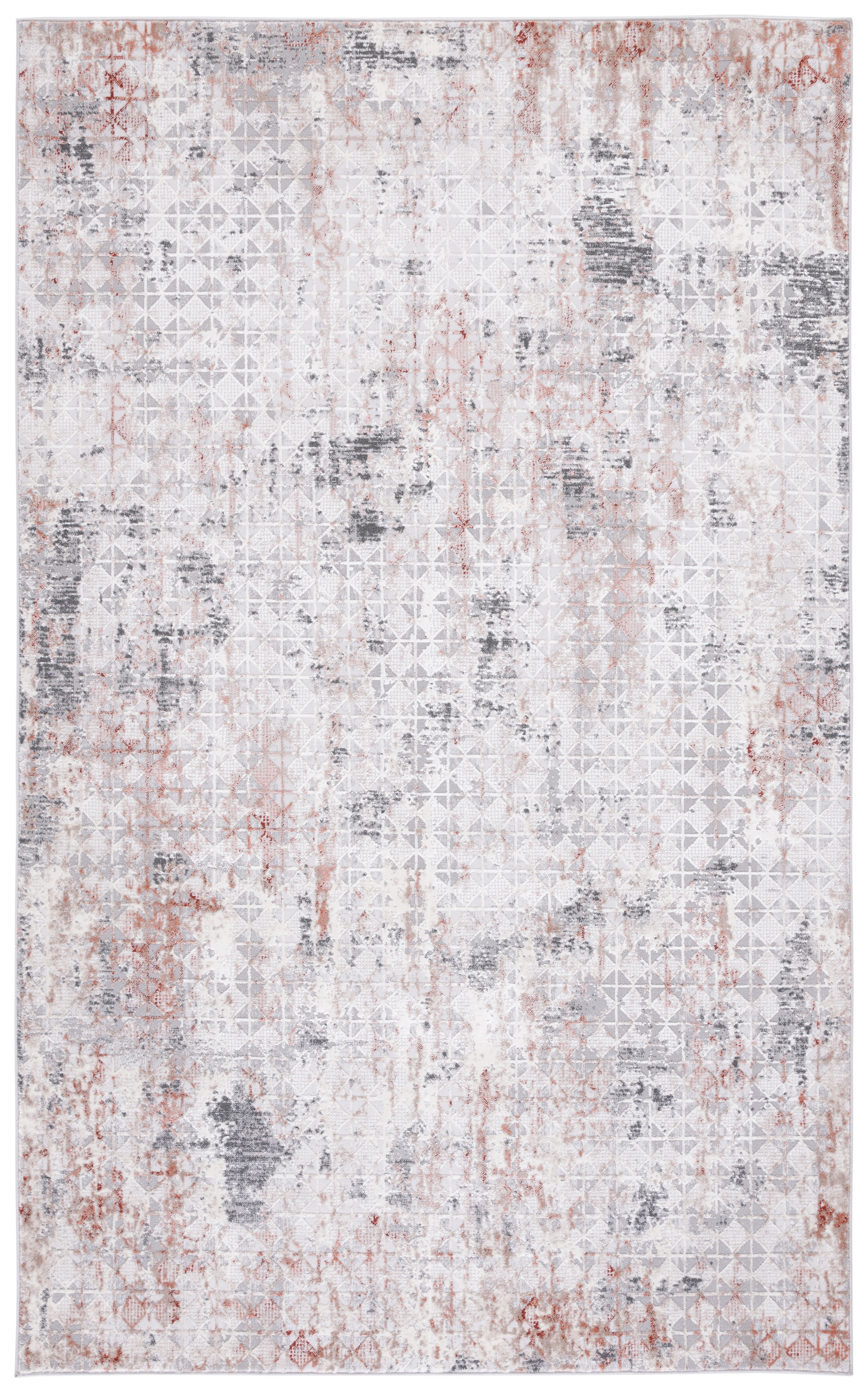 Abstract Elegance 8' x 10' Rust/Grey Synthetic Area Rug